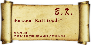 Berauer Kalliopé névjegykártya
